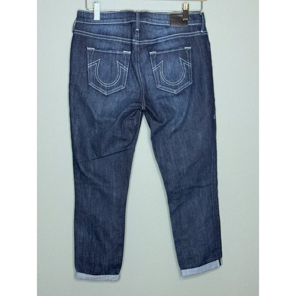 True Religion Halle Women's 29" Super Skinny Mid-Rise Crop Rolled Jeans Lonestar - Picture 3 of 16